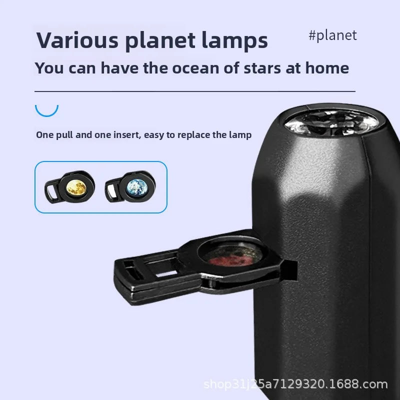 Rotating Rechargeable Moon Star Projector Lamp, Blue Planet LED Night Light, Romantic Bedroom Decor Gift for Kids and Lovers